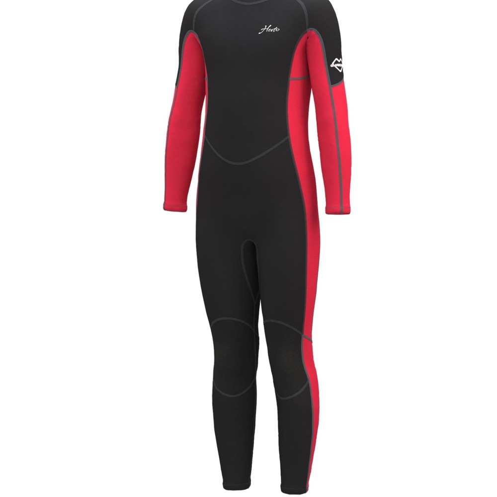 Hevto Kids Wetsuit Full Body Neoprene Youth Boys Girls Red Black Size 8 Slim NWT